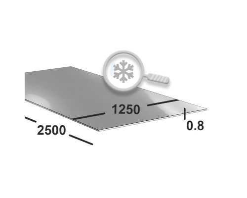 Лист нержавеющий 0.8 мм 1250х2500 aisi 430 (08x17) DECO 1 (snow) + PE