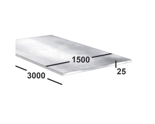 Плита алюминиевая АМГ6 25 мм 1500х3000 ГОСТ 17232-99