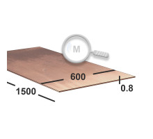 Медный лист 0,8 мм 600х1500 М1 Мягкий