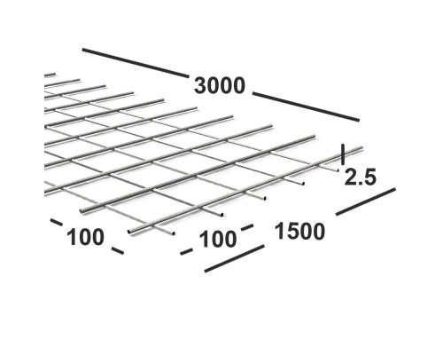 Сетка сварная 100х100х2,5мм , карта 3х1,5м
