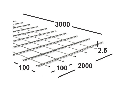 Сетка сварная 100х100х2,5мм , карта 3х2м