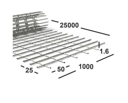 Сетка сварная 25х50х1.6 мм , рулон 1х25м