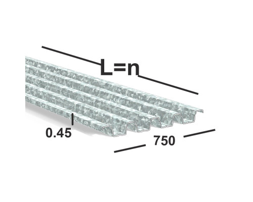 Профнастил оцинкованный Н75 0.45 мм