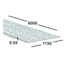 Профнастил оцинкованный С8 0.55 мм 1,1х6м