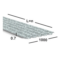 Профнастил оцинкованный НС44 0.7 мм 1000 мм