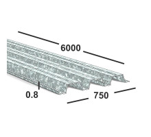 Профнастил оцинкованный Н114 0.8 мм 6М