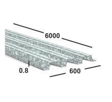 Профнастил оцинкованный Н114 0.8 мм 600х6000