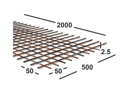 Сетка сварная 50х50х2,5мм  из проволоки Вр-1, карта 2х0,5м