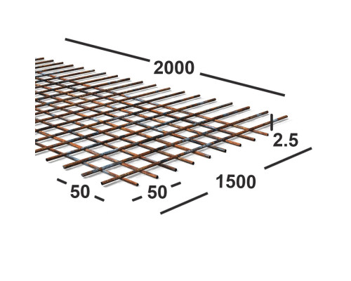Сетка сварная 50х50х2,5мм  из проволоки Вр-1, карта 2х1,5м