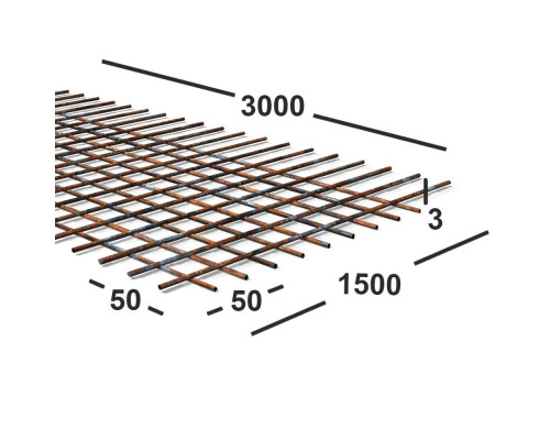 Сетка сварная 50х50х3 мм из проволоки Вр-1, карта 3х1,5м
