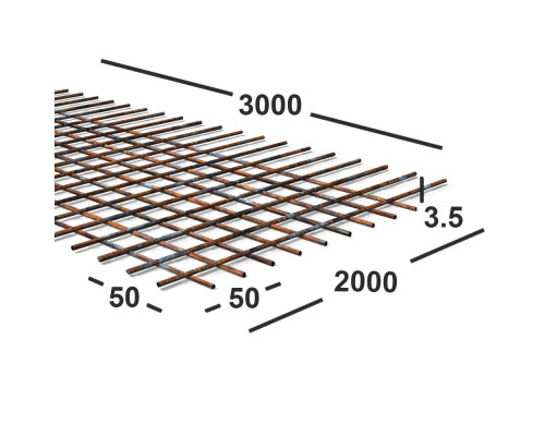 Сетка сварная 50х50х3,5мм  из проволоки Вр-1, карта 3х2м