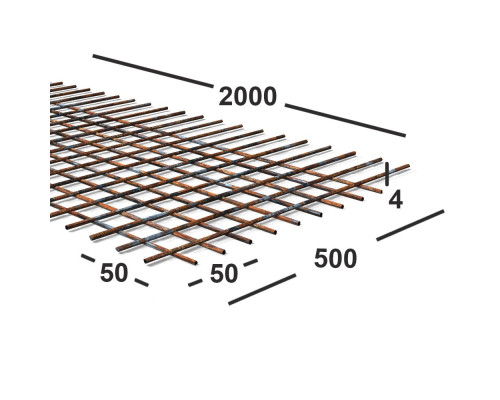 Сетка сварная 50х50х4мм  из проволоки Вр-1, карта 2х0,5м
