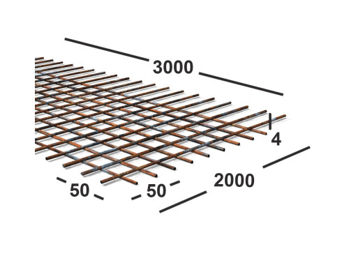 Сетка сварная 50х50х4мм  из проволоки Вр-1, карта 2х3м