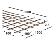 Сетка сварная 100х100х2,5мм  из проволоки Вр-1, карта 3х1,5м
