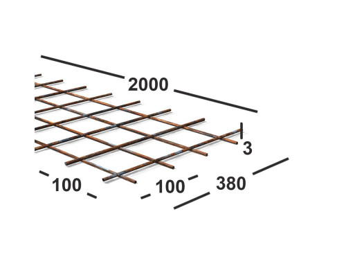 Сетка сварная 100х100х3 мм из проволоки Вр-1, карта 2х0,38м