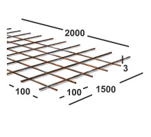 Сетка сварная 100х100х3мм  из проволоки Вр-1, карта 2х1,5м оцинкованная