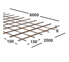 Сетка сварная 150х150х6мм  из проволоки В500С, карта 6х2м