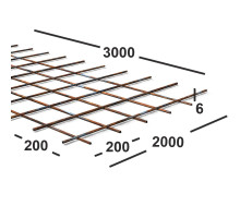 Сетка сварная 200х200х6мм  из проволоки В500С, карта 3х2м