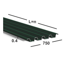 Профнастил Н75 0,4 мм  Ral 6005 (зеленый мох)