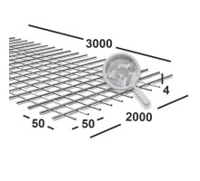 Сетка сварная 50х50х4 мм  оцинкованная, карта 3х2 м