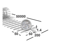 Сетка сварная 50х50х1,4 мм оцинкованная, рулон 0,2х50 м