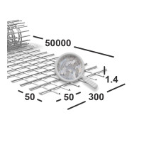 Сетка сварная 50х50х1,4 мм  оцинкованная, рулон 0,3х50 м