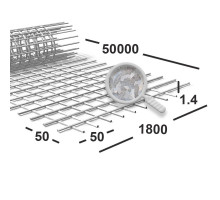 Сетка сварная 50х50х1,4 мм  оцинкованная, рулон 1,8х50 м