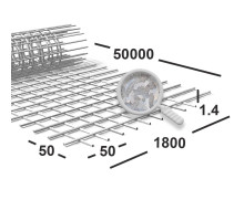 Сетка сварная 50х50х1,4 мм оцинкованная, рулон 1,8х50 м