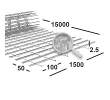 Сетка сварная 50х100х2,5 мм  оцинкованная, рулон 1,5х15 м