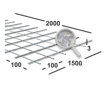 Сетка сварная 100х100х3 мм  оцинкованная, карта 2х1,5 м