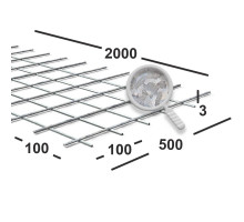 Сетка сварная 100х100х3 мм  оцинкованная, карта 2х0,5м