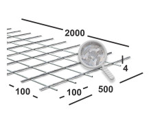 Сетка сварная 100х100х4 мм оцинкованная, карта 2х0,5 м