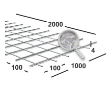 Сетка сварная 100х100х4 мм оцинкованная, карта 2х1 м