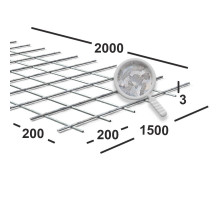 Сетка сварная 200х200х3 мм  оцинкованная, карта 2х1,5 м