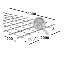 Сетка сварная 200х200х3 мм оцинкованная, карта 6х2 м