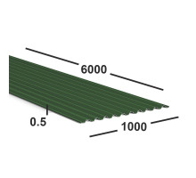 Профнастил С21 0,5 мм 6м Ral 6002 (зеленый)