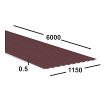 Профнастил С8 0,5 мм 6м Ral 3005 (вишневый)