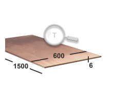 Медный лист 6 мм  600х1500 М1 Твердый