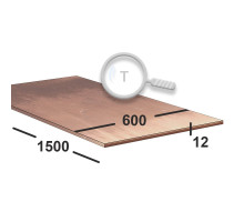 Медный лист 12 мм  600х1500 М1 Твердый