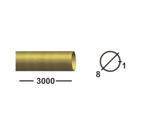 Латунная трубка 8 мм  Л63 1 мм