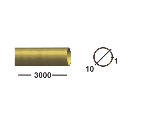Латунная трубка 10 мм  Л63 1 мм