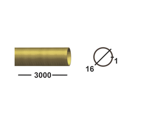 Труба латунная 16 мм  Л63 полутвердая 1 мм