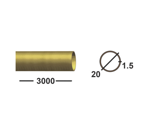 Труба латунная 20 мм  Л63 полутвердая 1.5 мм