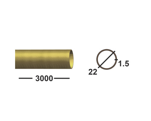 Труба латунная 22 мм  Л63 полутвердая 1.5 мм