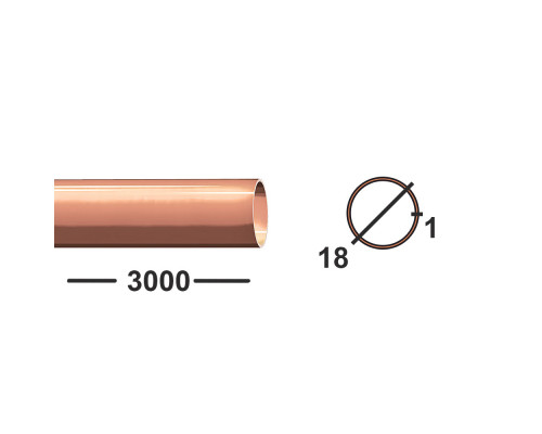 Труба медная 18х1 М2 Мягкая 3 м