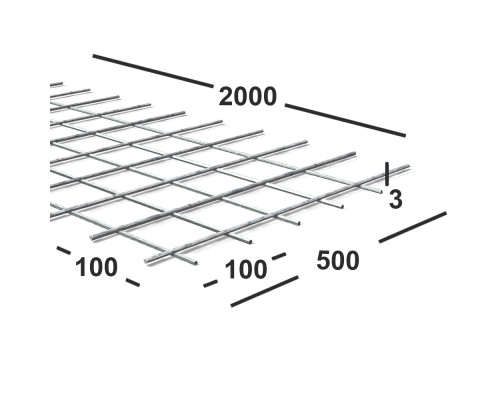 Сетка сварная 100х100х3 мм из проволоки Вр-1, карта 2х0,5м