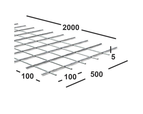 Сетка сварная 100х100х5 мм из проволоки Вр-1, карта 2х0,5м