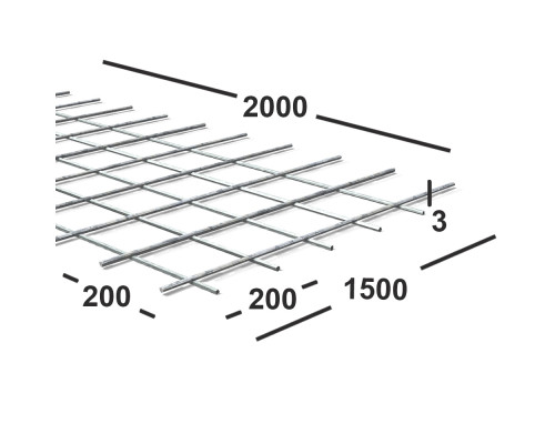 Сетка сварная 200х200х3 мм из проволоки Вр-1, карта 2х1,5м