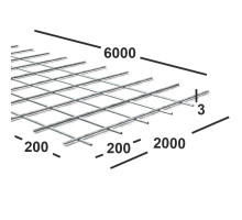 Сетка сварная 200х200х3 мм из проволоки Вр-1, карта 6х2м