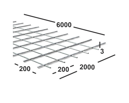 Сетка сварная 200х200х3 мм из проволоки Вр-1, карта 6х2м